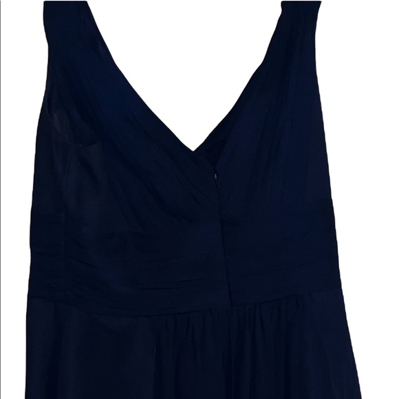 Bill Levkoff MIDI Midnight Blue Dress Chiffon Ruched Waist Shoulders Women’s 18. - Picture 6 of 9